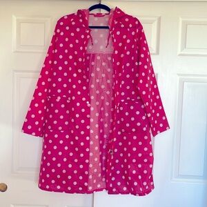Polka Dot Hooded Rain Coat Hot Pink